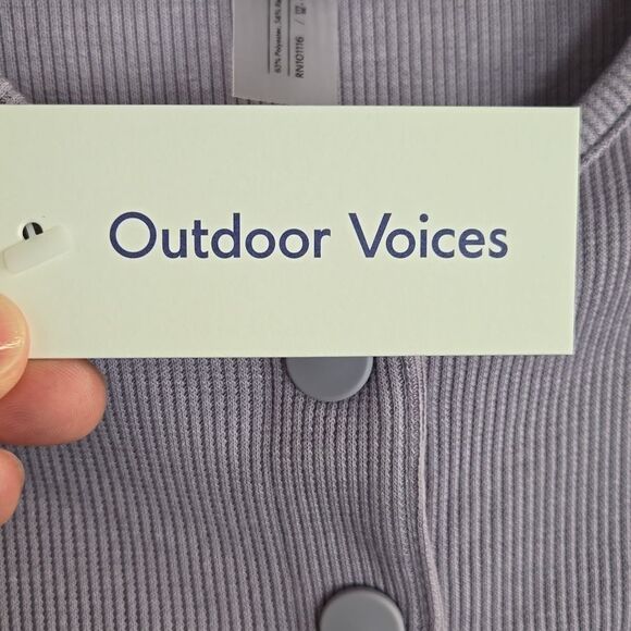 Outdoor Voices CozyRib Cropped Cardigan Sz S Earl Gray Purple NWT - Picture 9 of 10